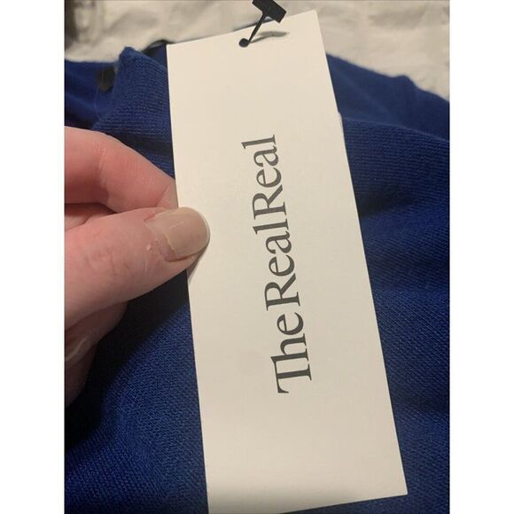 Beulah Authentic Solid Blue Crew Neck Long Sleeve Ruched Sweater One Size - Picture 6 of 7